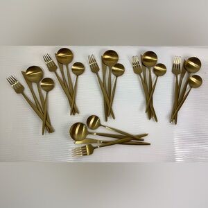 Brass (bronze) flatware Six people Set . 24 pieces. Unbranded